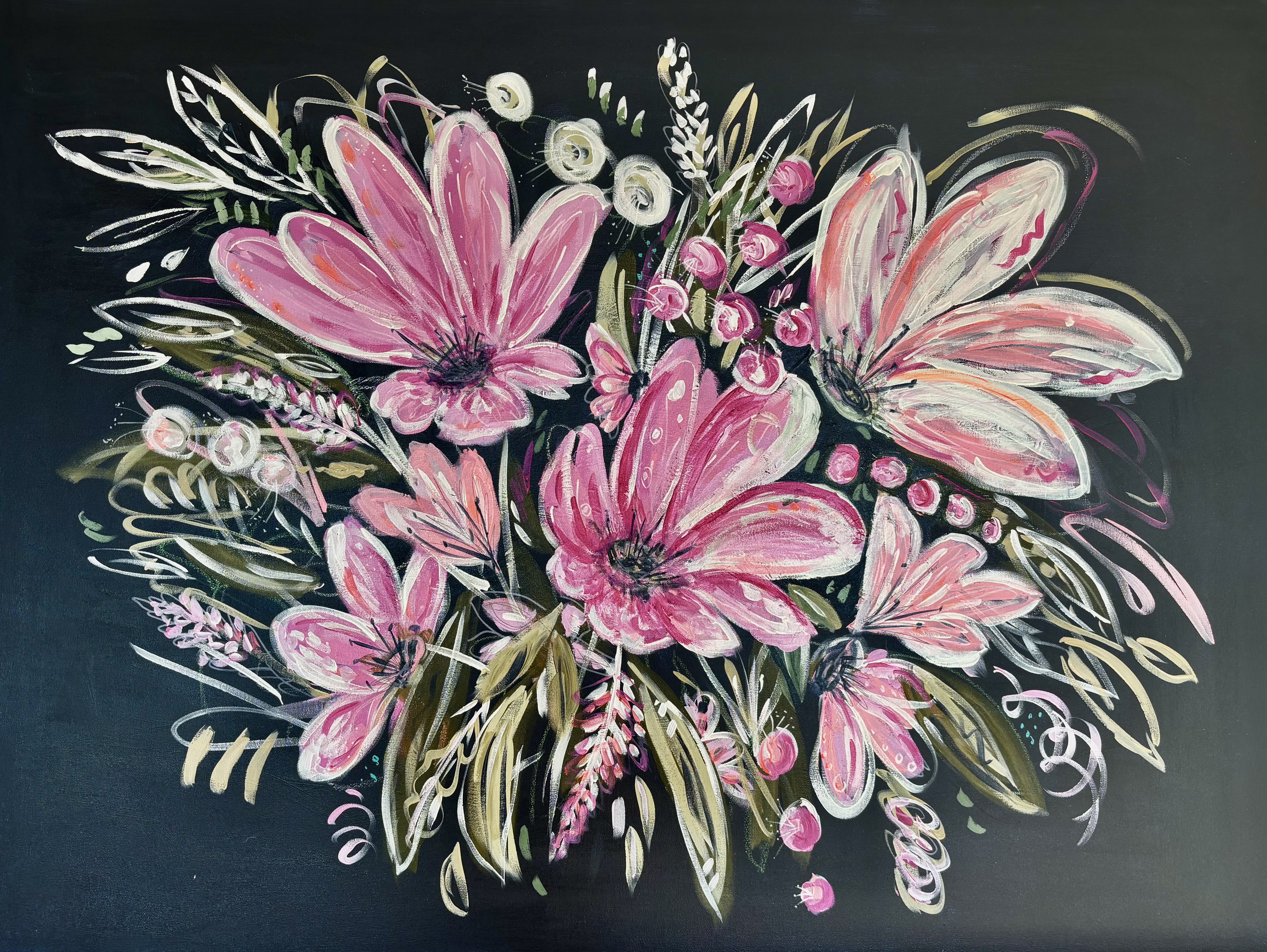 Dark floral painting