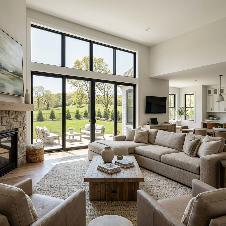 Homeowner enjoying cool interior near tinted residential windows