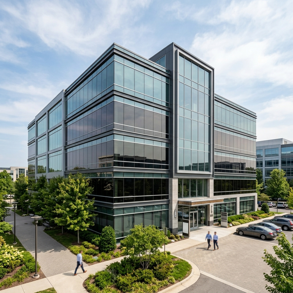 Commercial office building with professional window film